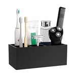 Luxspire Porte Brosse à Dents, Support de Brosse à Dents en Résine avec 5 Fentes, Distributeur de Dentifrice Hygiénique, Organisateur Salle de Bain Ventouse pour Rasoir Dentifrice - Noir