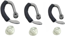 Embout Oreillette, Lot de 3 Embouts Auriculaires de Rechange de Même Taille + Boucles d'Oreille Crochet + Mousse pour Plantronics CS540 Savi W440 W740 W745 WH500.[G1530]