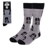 STAR WARS DARTH VADER MASK GREY ALL OVER DESIGN PAIR MENS CREW SOCKS