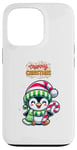 Coque pour iPhone 13 Pro Pull Moche de Noël - Pingouin Canne Sucre Flocons de neige