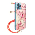 Cover for Apple iPhone 13 Pro Max Geometric design with Removable Cord pink