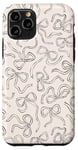 Coque pour iPhone 11 Pro Nœud beige esthétique Coquette Line Art mignon nœuds neutres