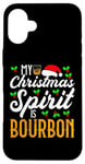 Coque pour iPhone 16 Plus My Christmas Spirit Is Bourbon. Boire de Noël drôle