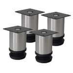 JNMDLAKO Furniture Legs Adiustable Metal Table Legs Furniture Feet Stainless Steel Kitchen Feet Round Replacement Furniture Risers Couch Sofa Desk Legs Bed Cabinets Risers 4pcs (Silver)(6cm)