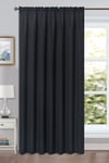 Linen Look Voile 59" x 90" Black Window Curtain Drapes Textured Plain Slot Top