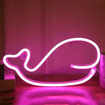 PDOOR Neon Light, LED Neon Light Sign for Badroom Neon Signs Battery or USB Powered Night Light for Kids, Table, Bedroom, Christmas, Festival, Party, Bar (Pink Whale)