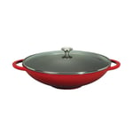 Chasseur Wok37cm/4.5l+Glass Lid Inf Red