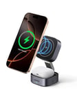 UGREEN 15W MagFlow Wireless Charger, Qi2 Certified MagSafe Charger Compatible, 2-in-1 Foldable Wireless Charger Station Compatible with iPhone 16/15/14/13/12 Series, AirPods 4/3/2/Pro 2