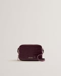 Ted Baker Women's Stina-Double Zip Croc Effect Mini Camera Bag, Maroon, O/S