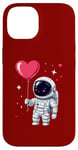 Coque pour iPhone 14 Adorable ballon flottant en forme de cœur Explorateur spatial