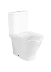 Roca, The Gap, ROUND A3420N7000 Cuvette Rimless avec double sortie pour toilettes à réservoir bas compact fixé au mur, blanc, 370 mm x 600 mm x 790 mm