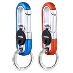 Mousqueton Porte Clef Voiture, 2 Pièces Anneau Porte Clé avec 4 Porte-Clés, Anneau Porte Clé en Alliage de Zinc, Mini Mousqueton pour Voyage Camping Homme, pour votre propre usage ou comme cadeau (B)