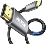 Câble Usb C Vers Hdmi 4K, 1,8 M Thunderbolt 3/4 Vers Hdmi Pour Macbook Pro/Air, Ipad Pro, Galaxy, Dell, Hp, Haute Vitesse Anti-Interférence Électromagnétique En Aluminium De Type C[YIN145857]