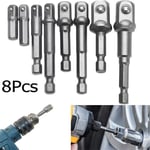 Set of 8 Socket Adapter to Power DRILL Cordless Impact Hex Shank Driver Dewalt