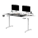 Ultradesk - Grand Bureau Gaming - Highlander XXL - Bureau Informatique Construction en Acier - Espace pour Deux Moniteurs - Meuble Rangement Bureau - Accessoire Bureau - 160x70 cm - Blanc