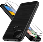 For Google Pixel 4a 5G Case Carbon Fibre Cover & Glass Screen Protector 6.2"