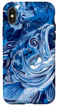 Coque pour iPhone X/XS Bleu Abstrait Paisley Camo Drapeau Américain Pêche au bar