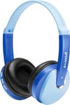 groov-e KIDZ Wireless - DJ-Style Bluetooth Headphones for Kids - Over the Ear Headphone with Audio Sharing Port, Adjustable Headband, & 20Hrs Audio Playback - 3.5mm Audio Jack - Blue