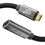 Rallonge USB 4 1m, 40Gbps Rallonge Thunderbolt 4,Câble Extension Type C Vidéo 8K@60Hz Charge Rapide 240W Compatible avec Thunderbolt 3,MacBook Pro,Galaxy S24 Plus,Ultra S23/S22,Switch