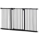 PawHut Dog Gate Stair Gate Pressure Fit Pets Barrier Auto Close for Doorway Hallway, 74-148cm Wide Adjustable, Black