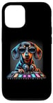 Coque pour iPhone 12/12 Pro Table de mixage teckel DJ avec casque