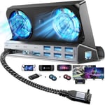 Station d'accueil Steam Deck 14 en 1 Double Ventilateurs de Refroidissement avec HDMI 2.0,6 Ports USB,1000M,100 W PD,DP1.2,Adaptateur VGA 40 Gbit/s pour Steam Deck/ROG Ally/Legion Go/Msi Claw