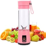 Mini Blender des Smoothies Portable Presse-agrumes de Fruits électrique Mixeur de Jus USB, Rechargeable, 400 ml Rose