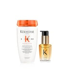 KÉRASTASE Nutritive & Élixir Ultime - Routine Nourrissante & Sublimatrice pour Cheveux Secs - Shampoing Bain Satin Riche (250 ml) + Huile Originale (30 ml)