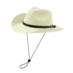 Xiuyer Chapeau Cowboy Western Femme Chapeau De Paille Adulte Unisexe Chapeau De Soleil Homme Pliable Anti-UV Large Bord Chapeau Ete Chapeau Soleil De Paille (FR/ES, Alpha/Lettres, M, Blanc)