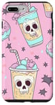 Coque pour iPhone 7 Plus/8 Plus Kawaii Grim Reaper Boba Tea Squelette Crâne Pastel Goth