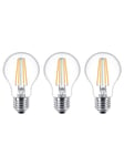 Philips LED-glödlampa Classic Standard 7W/827 (60W) Clear 3-pack E27