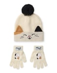 Squishmallows Beige Cam The Cat Beanie and Gloves Set Girls