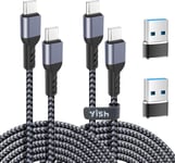 Câble USB C vers USB C 65W:PD 3A Cable USB C Charge Rapide Nylon Tressé Câble Chargeur Cordon USB Type C Compatible avec iPhone 16 15 Pro Max Samsung Galaxy S24 S23 iPad Air MacBook, 2M,Lot de 2