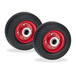 Relaxdays Roue increvable pour Trottinette (par ex. électrique), Lot de 2, Jante Acier Rouge, supporte 50 kg, Noir/Rouge