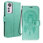 Folio Case for Xiaomi 12 Lite Wallet and Stand Mandala Dream Catcher Turquoise