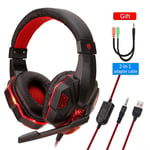 QearFun LED Casque Gamer Casque Avec Microphone Rose ¿couteur Casque De Jeu Gamer Fille Casques Filaires pour PC PS4 Ordinateur Portable-rouge_XINENGJI