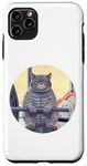 iPhone 11 Pro Max Cute Grey Fit Muscle Cat Sitting on Gym Lifting Bench Case