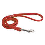 CHAPUIS SELLERIE Laisse Ronde en Cuir pour Chien Rouge 6 mm 1,22 m