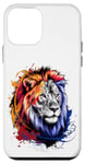 Coque pour iPhone 12 mini Majestic Lion Roaring Colors Art – Graphique animé de la faune