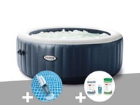 Kit spa gonflable Intex PureSpa Blue Navy rond Bulles 4 places + Aspirateur + Kit traitement brome