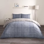 OHS King Size Duvet Cover Sets, Reversible Quilt Cover Gingham Check Duvet Covers King Size with Pillowcases Luxury Decorative Super Soft Bed Set. Navy & Grey