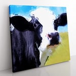 A Cow in the Meadow in Abstract Modern Canvas Wall Art Print Ready to Hang, Framed Picture for Living Room Bedroom Home Office Décor, 50x50 cm (20x20 Inch)