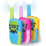 NK Pack 3 Talkies-Walkies pour Enfants de 4 5 6 7 8 9 Ans (Piles Incluses) - Longue Portée 3km, Écran LED, 22 Canaux, Jouet pour Enfants avec Lampe de Poche, Cadeau de Noël Anniversaire (3 unités)