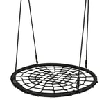 Aqrau - Balancoire nid d'oiseau 100cm Balançoire Extérieure, Réglable en Hauteur pour Enfants et Adultes 90 kg, Noir