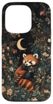 Coque pour iPhone 14 Pro Red Panda Moon Flowers Cottagecore