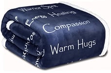 WOLF CREEK BLANKET, Compassion Blanket - Strength Courage Super Soft Warm Hugs, Get Well Gift Blanket Healing Thoughts Positive Energy Love & Hope & Fluffy Comfort (50 x 65 Navy Blue)