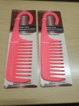 LARGE PINK SHOWER COMB WIDE TOOTH DETANGLER WET HAIR BRUSH X2 - JUST £3.45