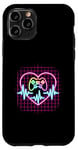 Coque pour iPhone 11 Pro Gamer Heartbeat Vaporwave Retro Console Player années 90