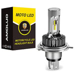 AMOLUO Ampoule H4 Led Moto de Phare Sans Ventilateur, Kit de Conversion 25W HS1/9003 Ampoule de Rechange Parfaite Pour Halogène H4 6000K xénon Lumière Blanc,1 PCS