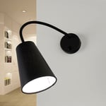 Licht-erlebnisse - Applique d'intérieur Banta noire au design moderne avec bras flexible liseuse E27 - Noir, blanc